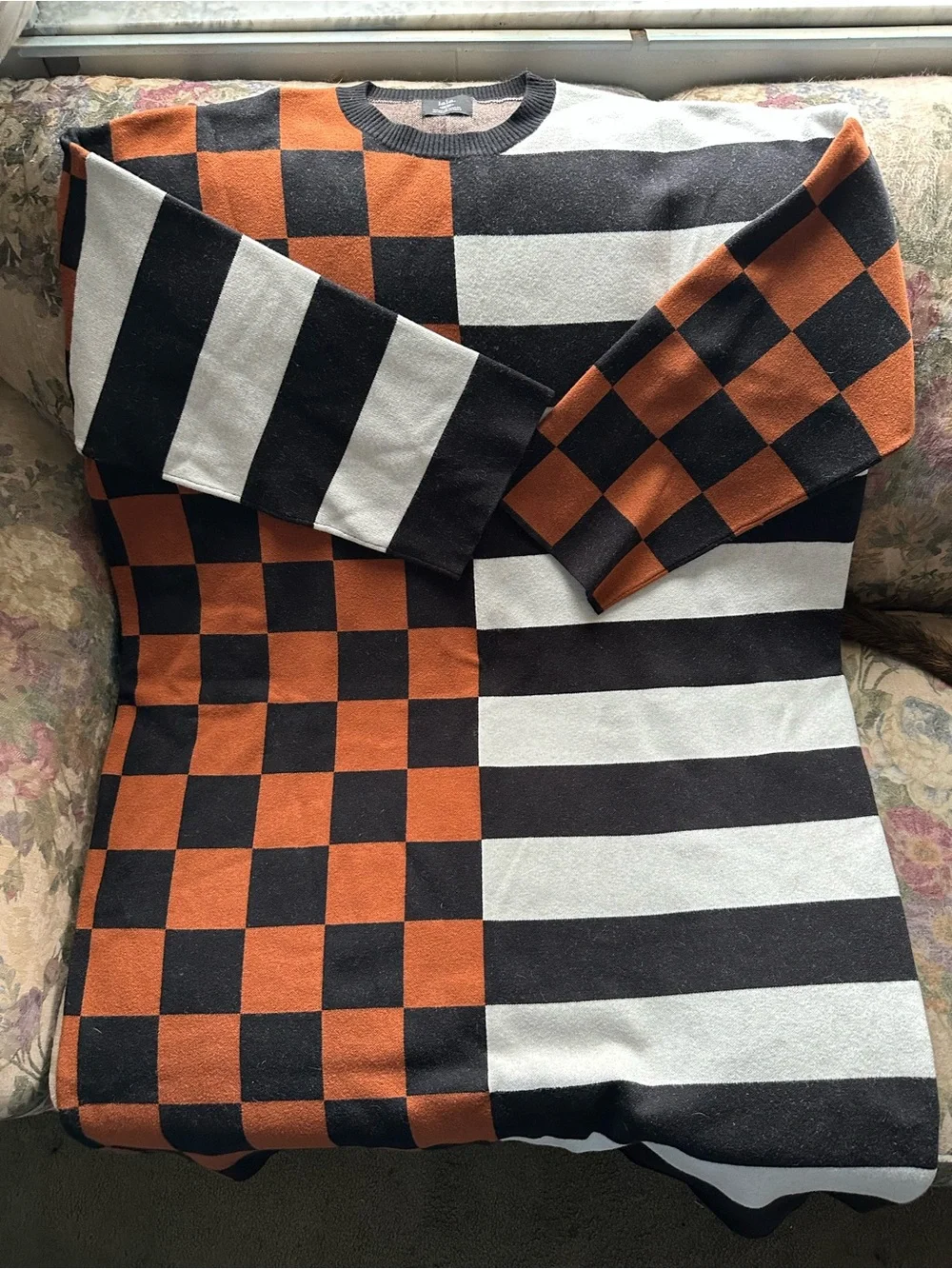 Dressed LaLa Check & Stripe Long Sleeve Sweater Dress 2X/3X - Picture 3 of 10